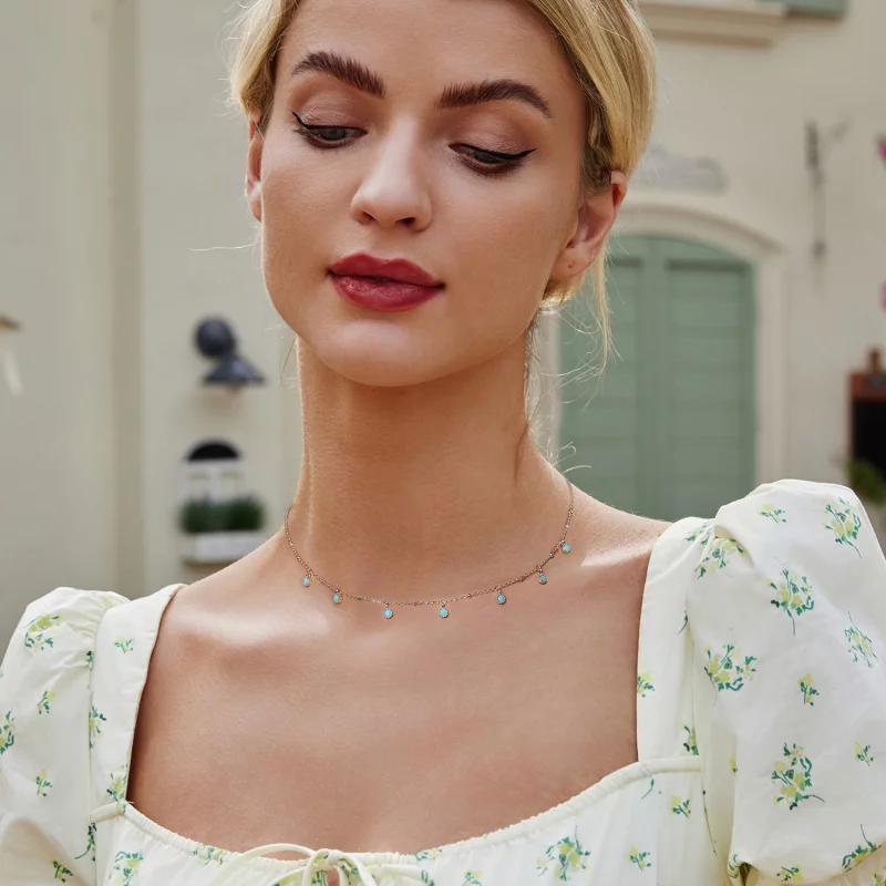 (image pour) Collier Turquoise Style PANDORA - BSN388 - Afficher 6