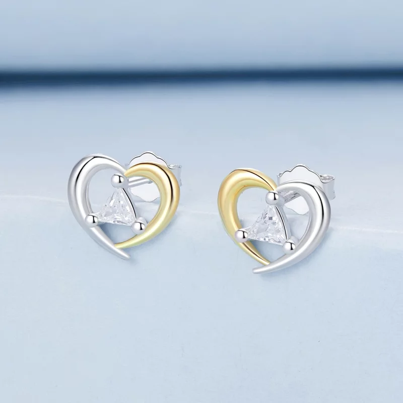 (image pour) PANDORA Style Boucles d'oreilles cœur bicolores - BSE1027 - Afficher 2