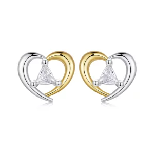 PANDORA Style Boucles d'oreilles cœur bicolores - BSE1027 (image pour) PANDORA Style Boucles d'oreilles cœur bicolores - BSE1027