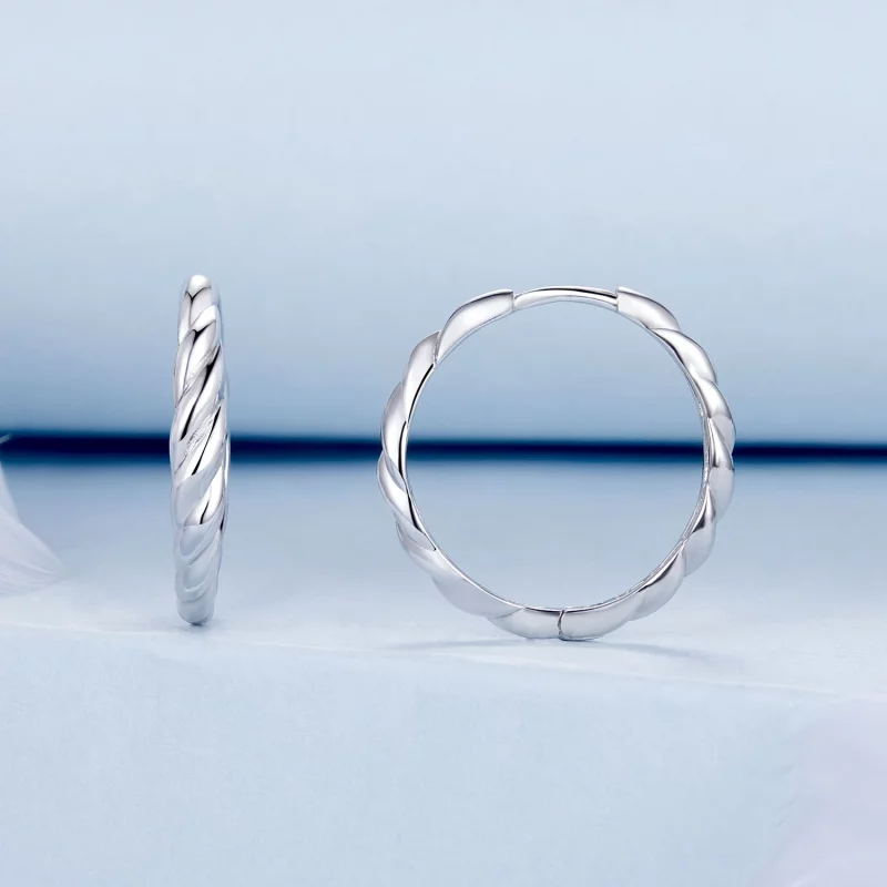 (image pour) PANDORA Style Boucles d'oreilles torsadées métalliques - BSE1024-L - Afficher 2