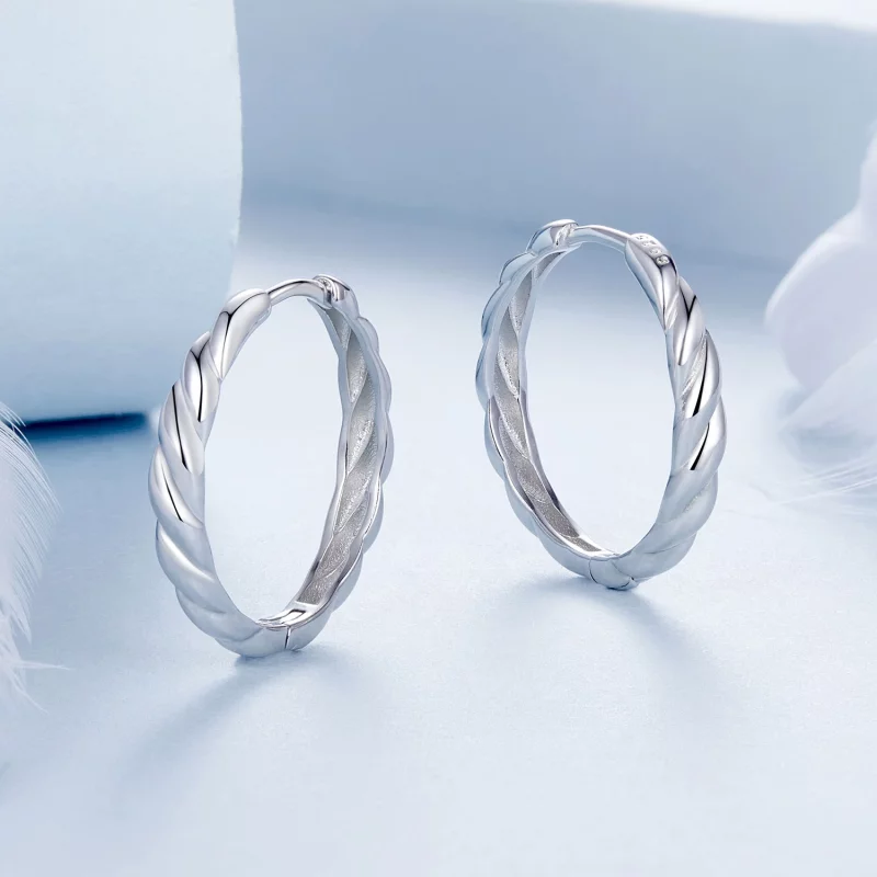 (image pour) PANDORA Style Boucles d'oreilles torsadées métalliques - BSE1024-L - Afficher 3