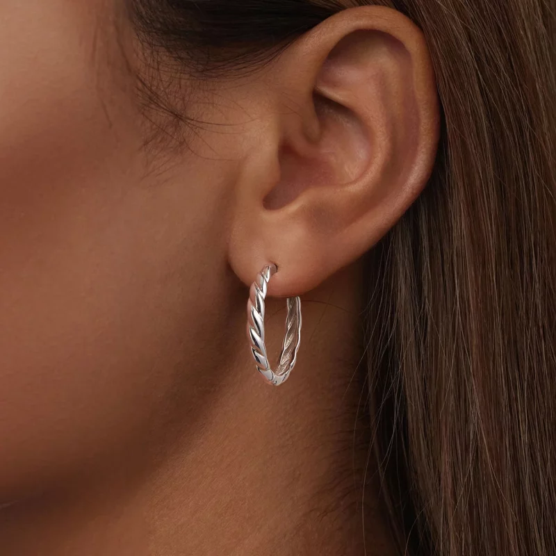 (image pour) PANDORA Style Boucles d'oreilles torsadées métalliques - BSE1024-L - Afficher 6