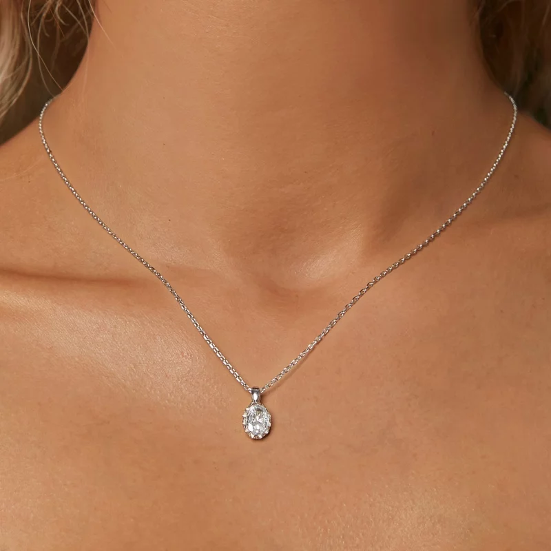 (image pour) PANDORA Style Brilliant Beauty Collier en Moissanite 1ct (avec un certificat) - - Afficher 5