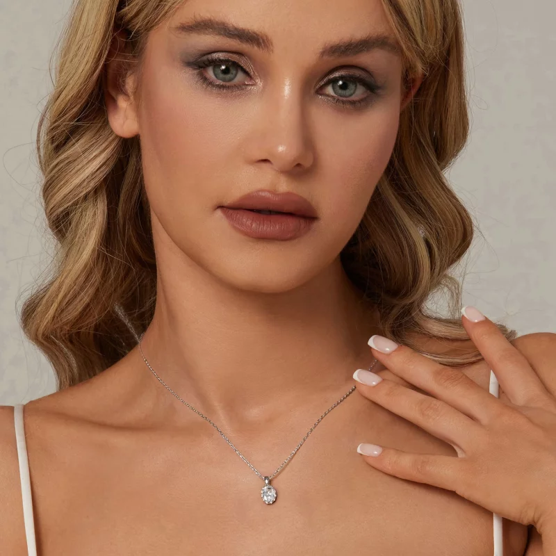 (image pour) PANDORA Style Brilliant Beauty Collier en Moissanite 1ct (avec un certificat) - - Afficher 6
