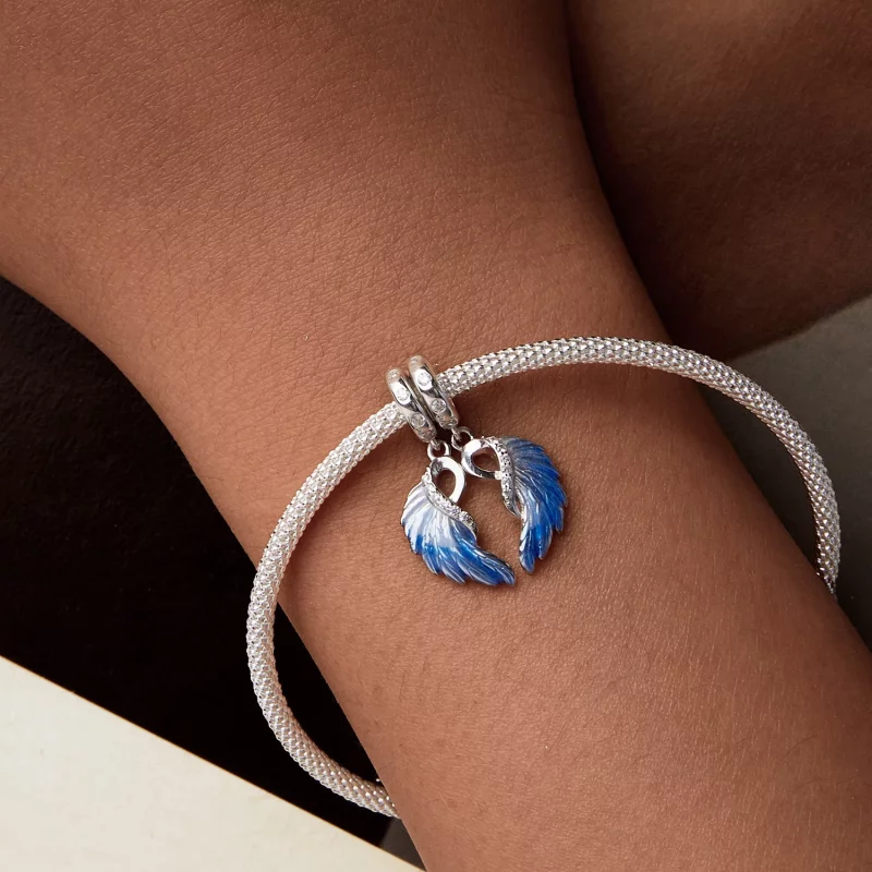 (image pour) PANDORA Style Double Pendent Ailes Bleues - SCC2781 - Afficher 4