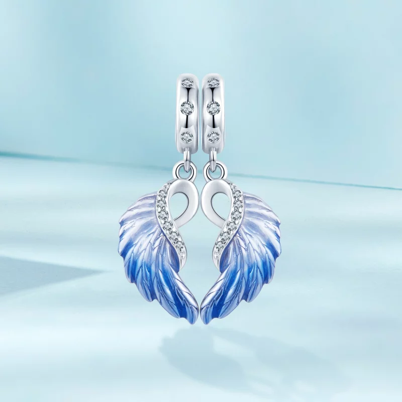 (image pour) PANDORA Style Double Pendent Ailes Bleues - SCC2781 - Afficher 2