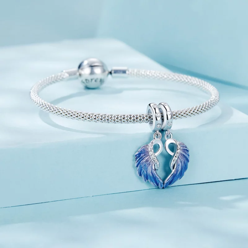 (image pour) PANDORA Style Double Pendent Ailes Bleues - SCC2781 - Afficher 7