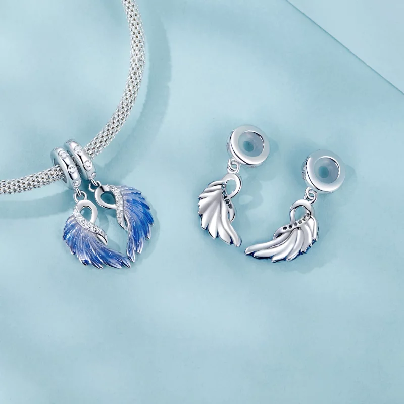 (image pour) PANDORA Style Double Pendent Ailes Bleues - SCC2781 - Afficher 8