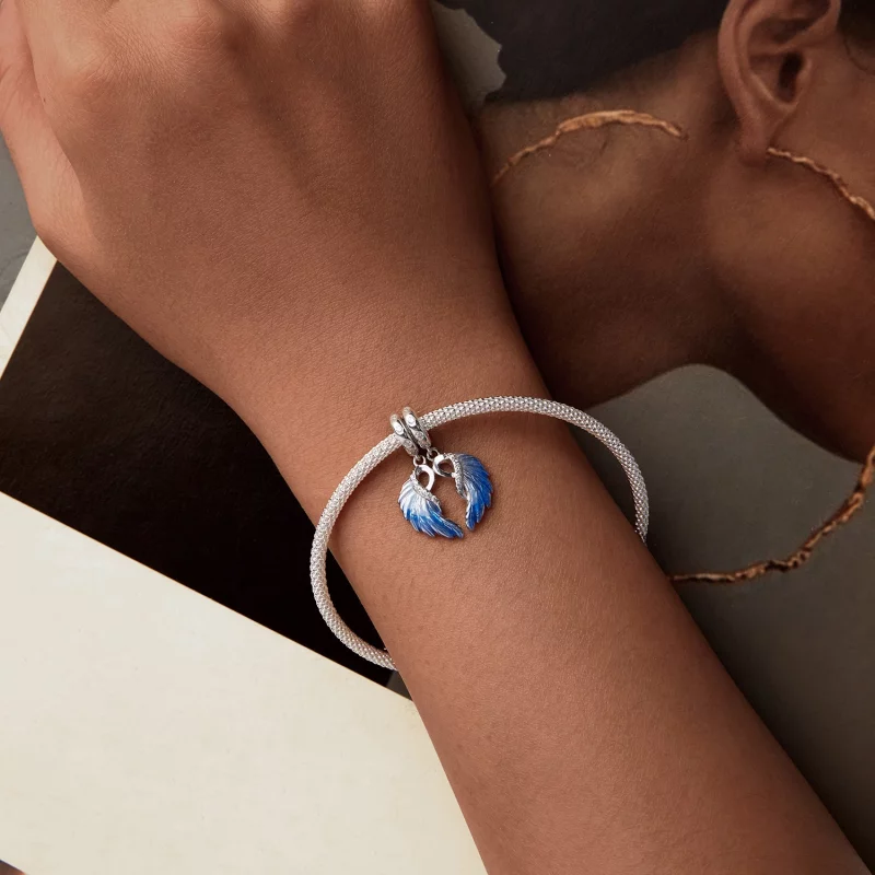 (image pour) PANDORA Style Double Pendent Ailes Bleues - SCC2781 - Afficher 13