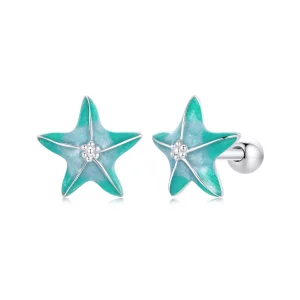 (image pour) PANDORA Style Étoile de Mer Étude Boucles d'Oreille Sarcelle - SCE1747