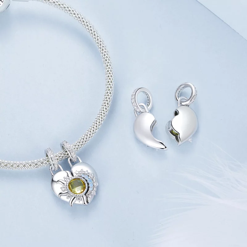 (image pour) Pendentif Amour Soleil et Lune Style PANDORA - BSC1034 - Afficher 12