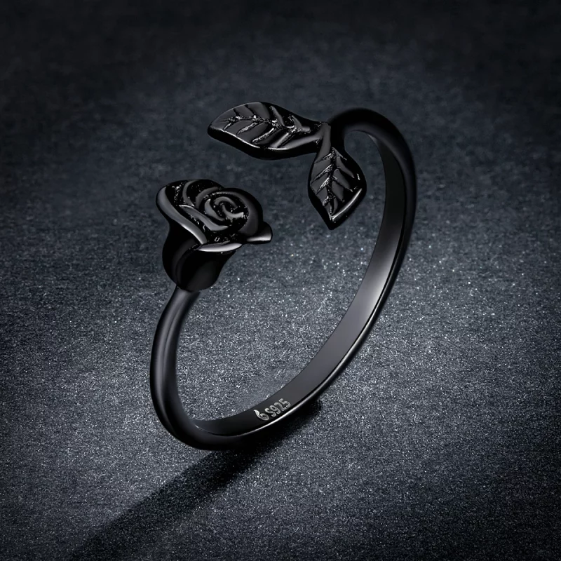 (image pour) Bague ouverte PANDORA Style Black Rose - BSR239 - Afficher 5