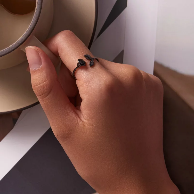 (image pour) Bague ouverte PANDORA Style Black Rose - BSR239 - Afficher 6