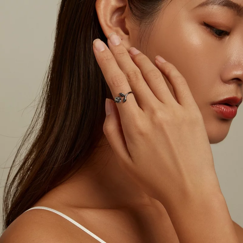 (image pour) Bague ouverte PANDORA Style Black Rose - BSR239 - Afficher 8