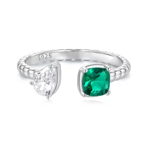 Bague ouverte PANDORA Style à double pierre centrale - BSR580-E (image pour) Bague ouverte PANDORA Style à double pierre centrale - BSR580-E