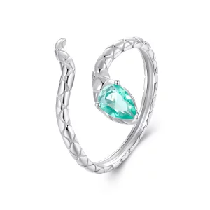 Bague ouverte petit serpent vert Style PANDORA - SCR1057-E (image pour) Bague ouverte petit serpent vert Style PANDORA - SCR1057-E