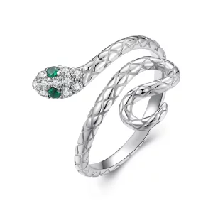 Bague ouverte serpent entrelacé style PANDORA - YIR246-E (image pour) Bague ouverte serpent entrelacé style PANDORA - YIR246-E
