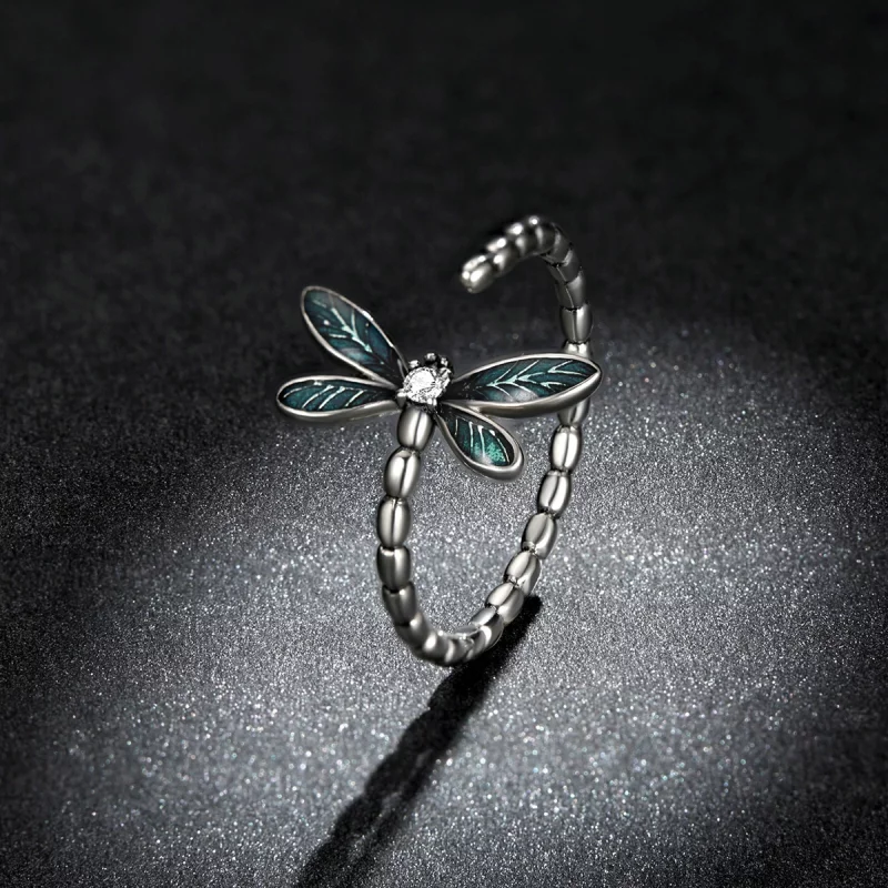(image pour) Bague ouverte style PANDORA Magnifique Libellule - BSR216 - Afficher 5