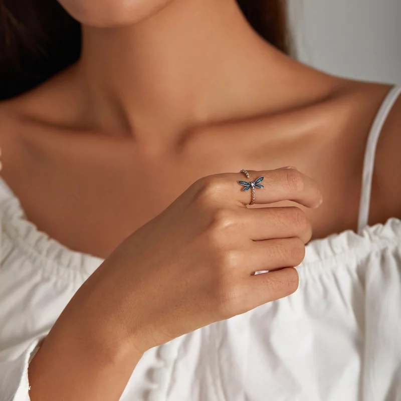 (image pour) Bague ouverte style PANDORA Magnifique Libellule - BSR216 - Afficher 6
