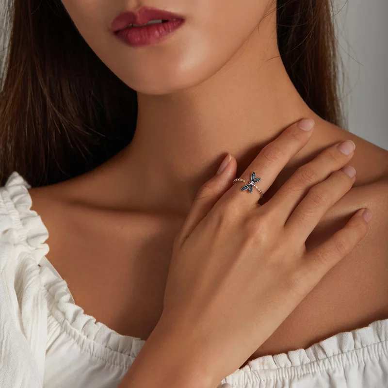 (image pour) Bague ouverte style PANDORA Magnifique Libellule - BSR216 - Afficher 7