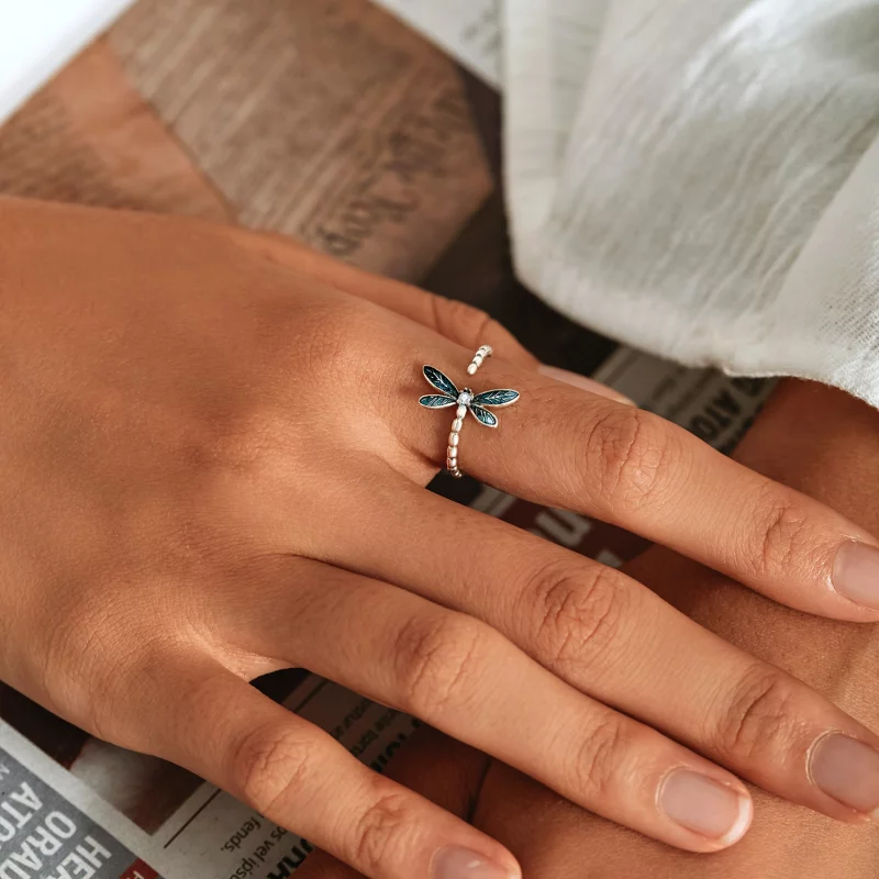 (image pour) Bague ouverte style PANDORA Magnifique Libellule - BSR216 - Afficher 9