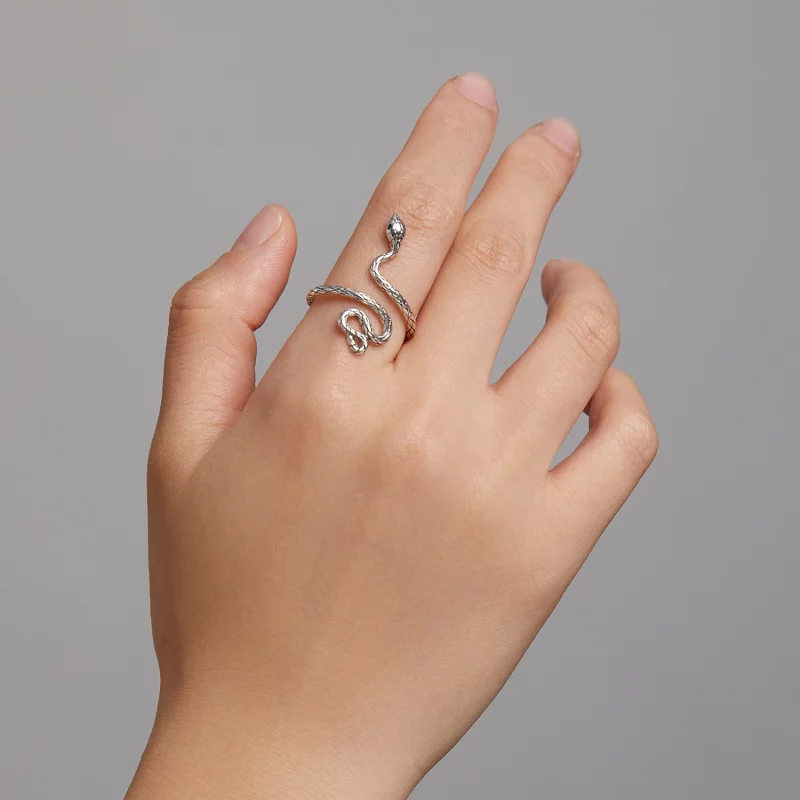 (image pour) Bague Serpent Argent Ouverte Style PANDORA - BSR199 - Afficher 8