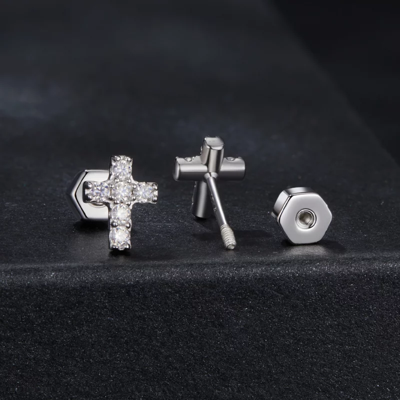 (image pour) Boucles d'oreille croix style PANDORA (un certificat) - MSE070 - Afficher 2