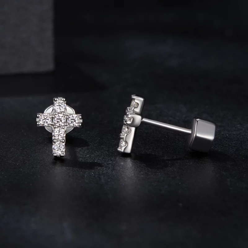 (image pour) Boucles d'oreille croix style PANDORA (un certificat) - MSE070 - Afficher 4