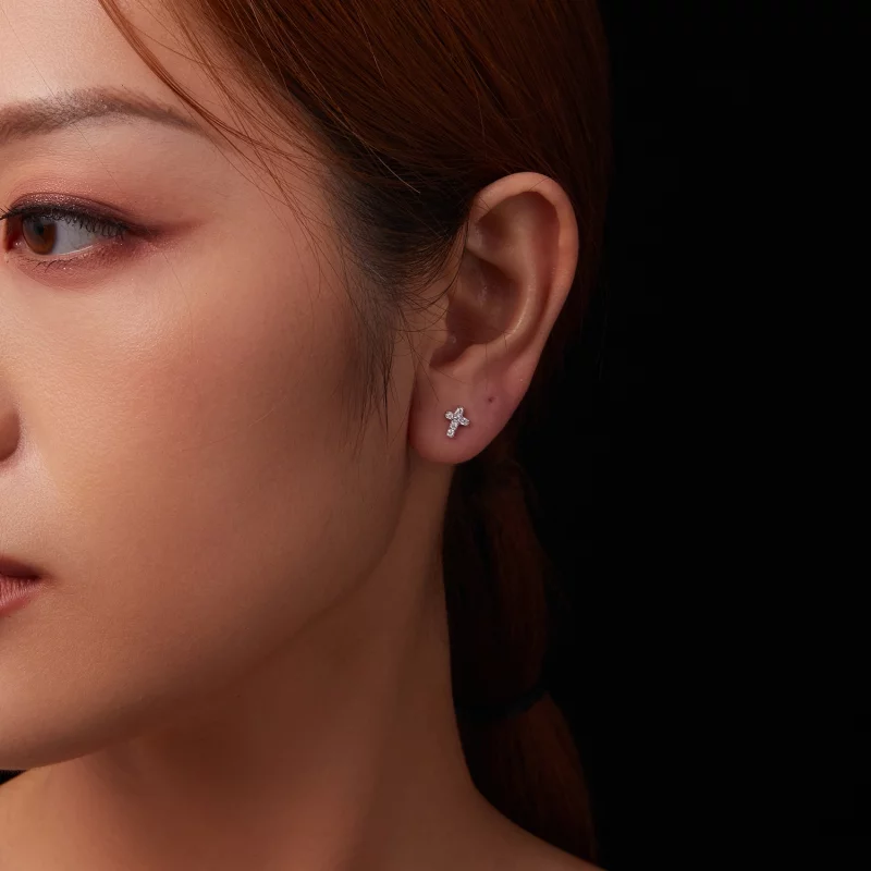 (image pour) Boucles d'oreille croix style PANDORA (un certificat) - MSE070 - Afficher 10