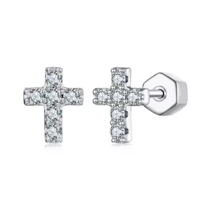 (image pour) Boucles d'oreille croix style PANDORA (un certificat) - MSE070