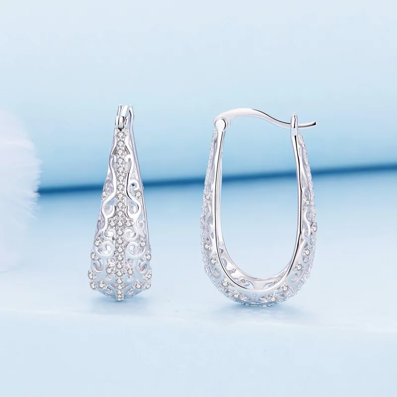 (image pour) Boucles d'oreille à motifs style PANDORA - BSE753 - Afficher 2