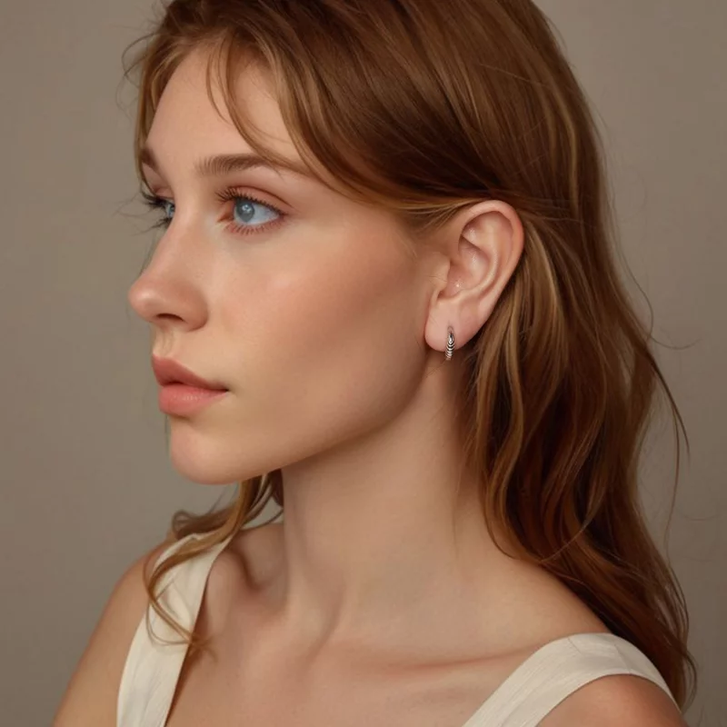 (image pour) Boucles d'oreille texture tempérament style PANDORA - BSE1058 - Afficher 7