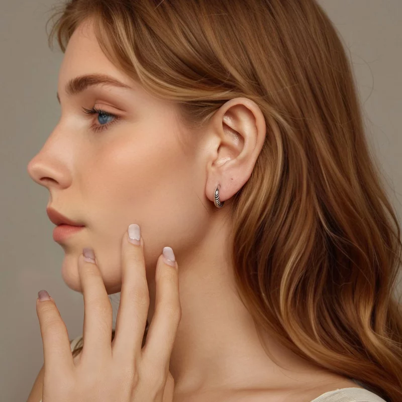 (image pour) Boucles d'oreille texture tempérament style PANDORA - BSE1058 - Afficher 8