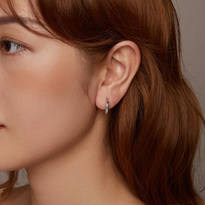(image pour) Boucles d'oreille texture tempérament style PANDORA - BSE1058 - Afficher 9