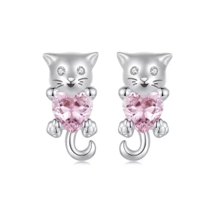 (image pour) Boucles d'oreilles chat avec cœur PANDORA Style - SCE1773