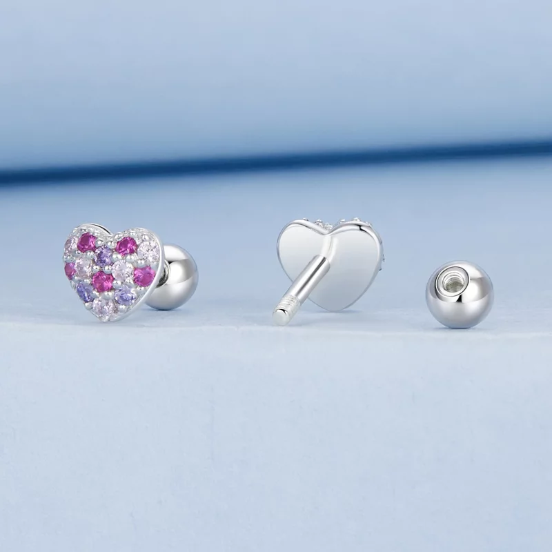 (image pour) Boucles d'oreilles cœur coloré style PANDORA - BSE1044 - Afficher 2