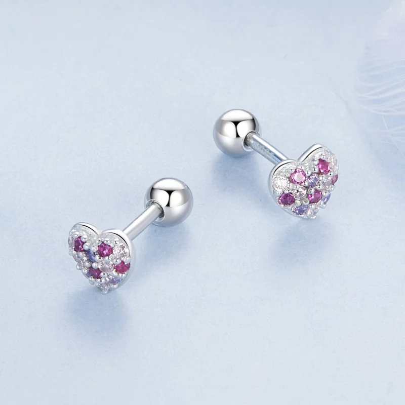 (image pour) Boucles d'oreilles cœur coloré style PANDORA - BSE1044 - Afficher 3