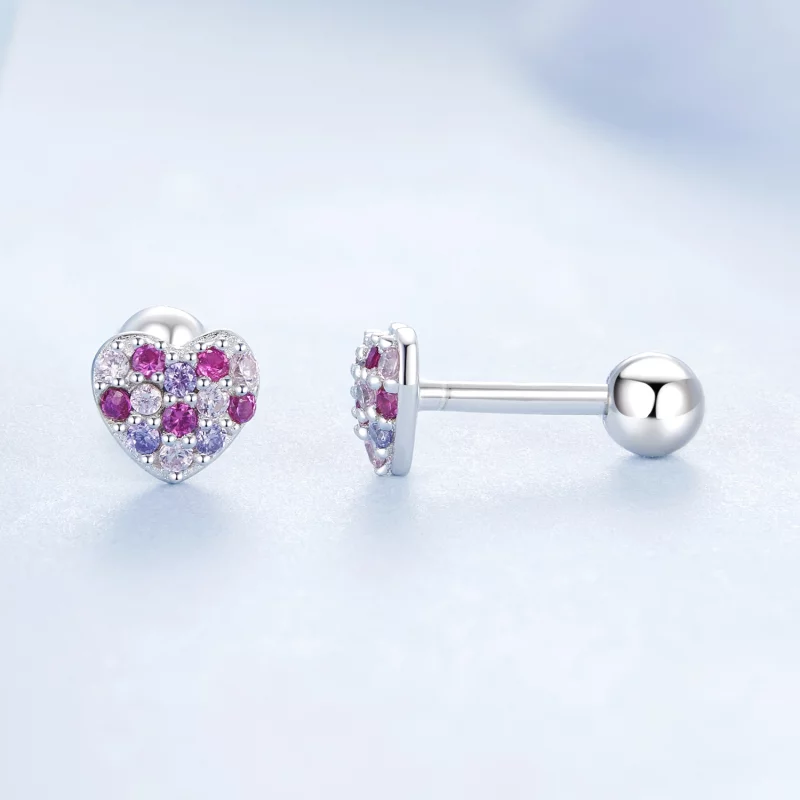 (image pour) Boucles d'oreilles cœur coloré style PANDORA - BSE1044 - Afficher 4