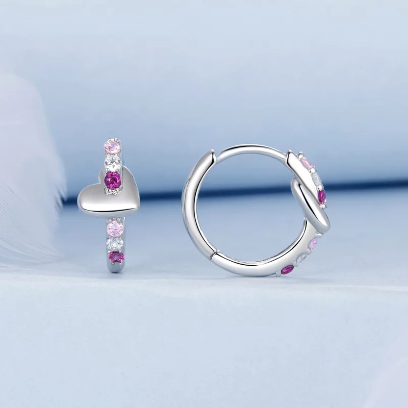 (image pour) Boucles d'oreilles cœur coloré style PANDORA - BSE1049 - Afficher 2