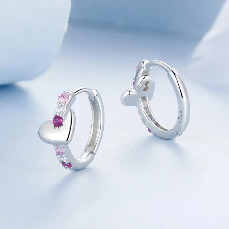 (image pour) Boucles d'oreilles cœur coloré style PANDORA - BSE1049 - Afficher 3