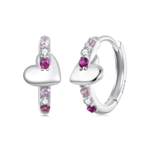 Boucles d'oreilles cœur coloré style PANDORA - BSE1049 (image pour) Boucles d'oreilles cœur coloré style PANDORA - BSE1049