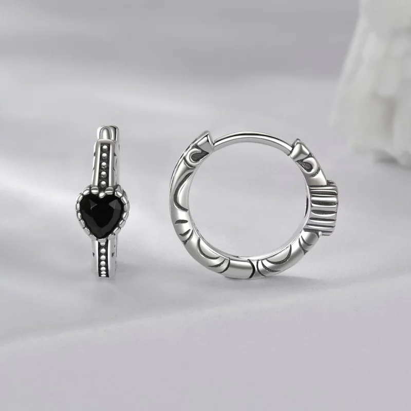 (image pour) Boucles d'oreilles Cœur de la Nuit de style PANDORA - SCE1800 - Afficher 2