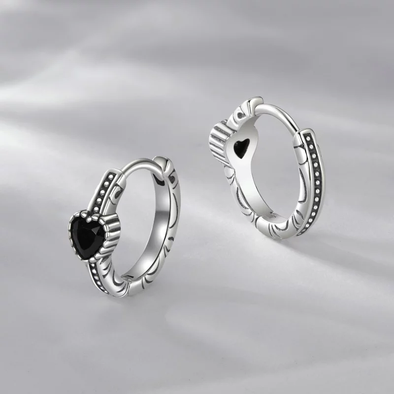 (image pour) Boucles d'oreilles Cœur de la Nuit de style PANDORA - SCE1800 - Afficher 3
