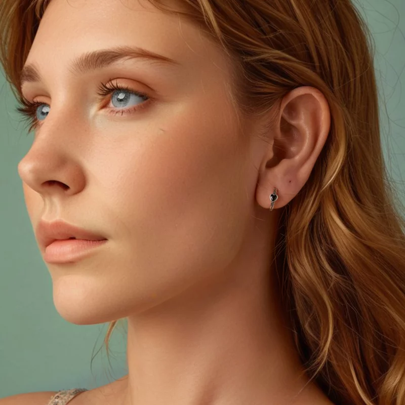 (image pour) Boucles d'oreilles Cœur de la Nuit de style PANDORA - SCE1800 - Afficher 8