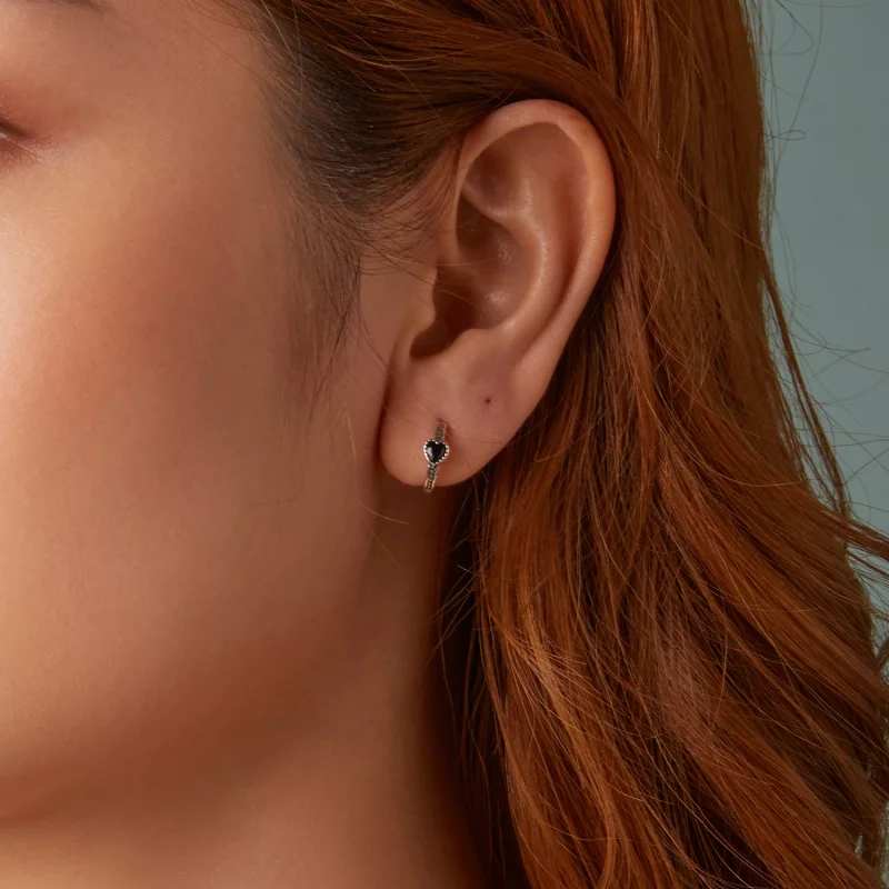 (image pour) Boucles d'oreilles Cœur de la Nuit de style PANDORA - SCE1800 - Afficher 10