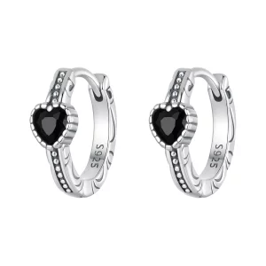 Boucles d'oreilles Cœur de la Nuit de style PANDORA - SCE1800 (image pour) Boucles d'oreilles Cœur de la Nuit de style PANDORA - SCE1800