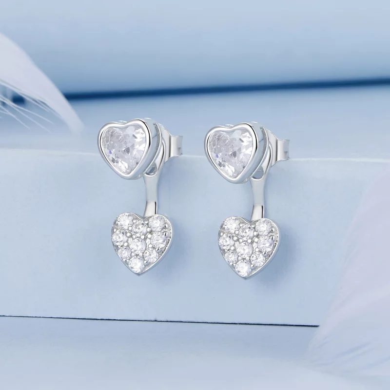 (image pour) Boucles d'oreilles cœur face-à-face PANDORA Style - BSE1043 - Afficher 2