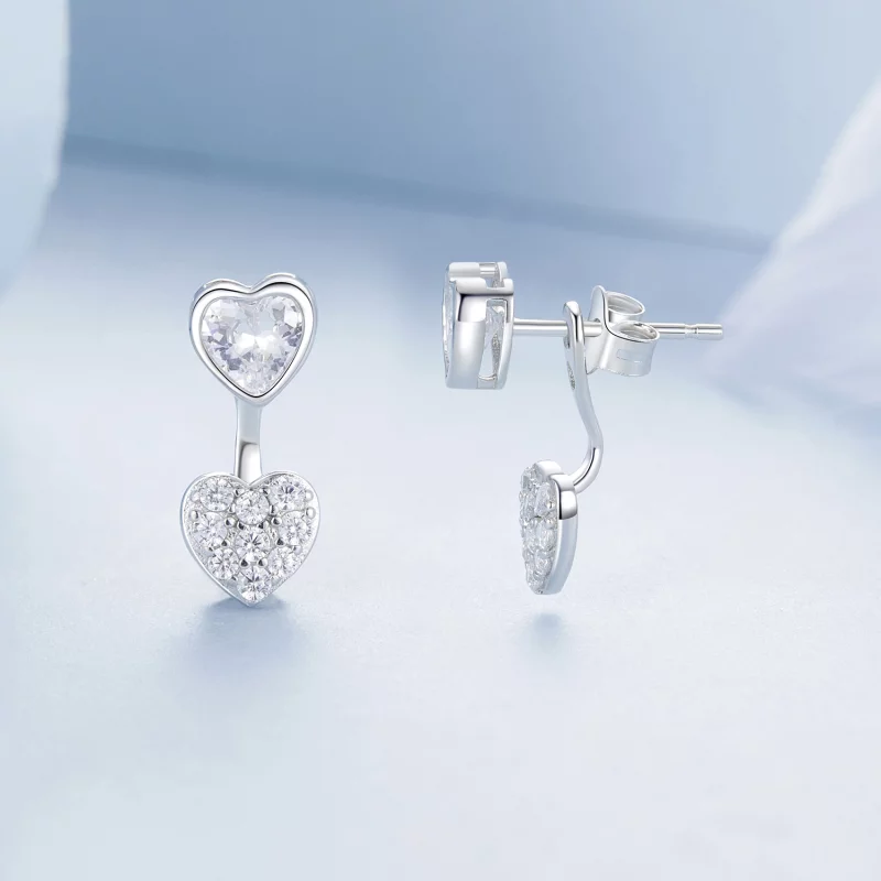 (image pour) Boucles d'oreilles cœur face-à-face PANDORA Style - BSE1043 - Afficher 3