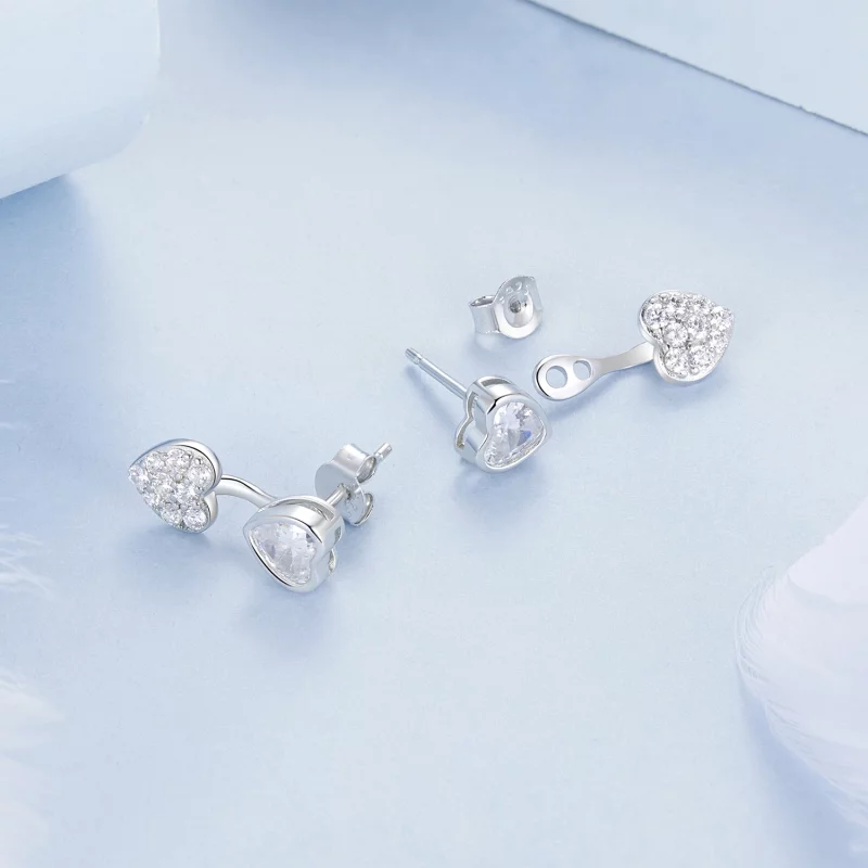 (image pour) Boucles d'oreilles cœur face-à-face PANDORA Style - BSE1043 - Afficher 4