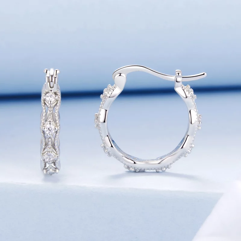 (image pour) Boucles d'oreilles dentelle style PANDORA - BSE1101 - Afficher 2
